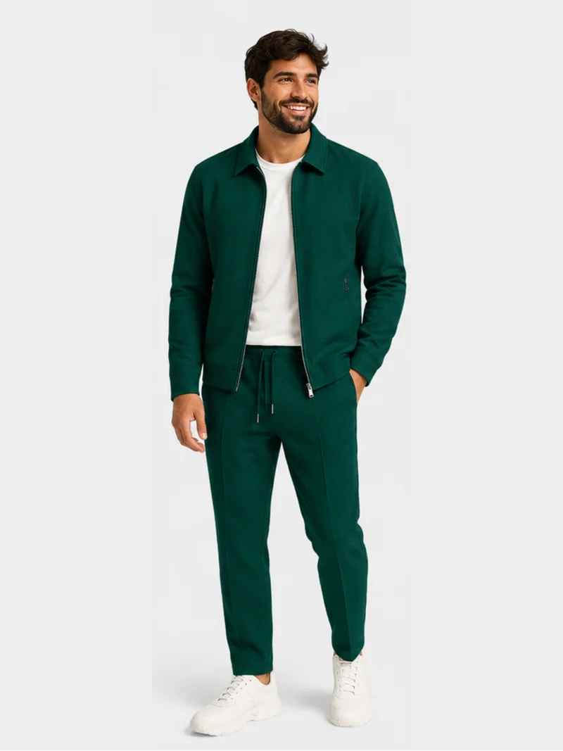 Tobiana - Set Aus Strukturierter Jacke MIT Reißverschluss Und Hose MIT Kordelzug