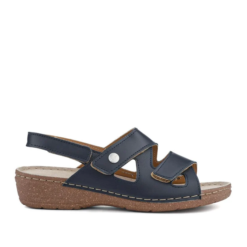 Adjustable Leather Slingback Sandals - PATRI41004 / 327 613 - Navy