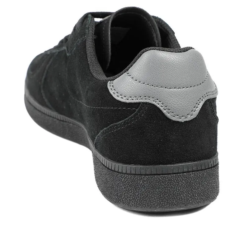 Leather Suede Lace Up Trainers - DINGX43004 / 329 047 - Black
