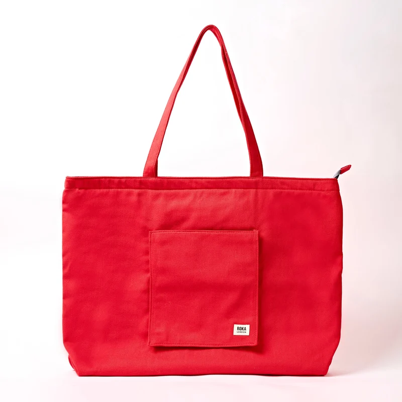ROKA Portobello N Große Tasche aus recycelter Baumwolle | Scharlachrot