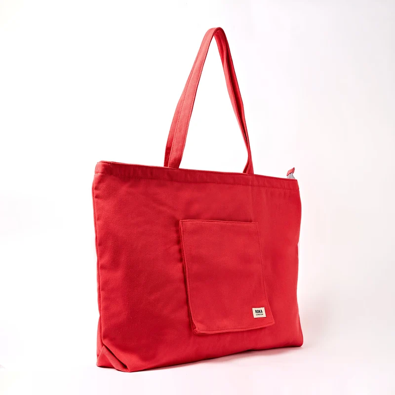 ROKA Portobello N Große Tasche aus recycelter Baumwolle | Scharlachrot