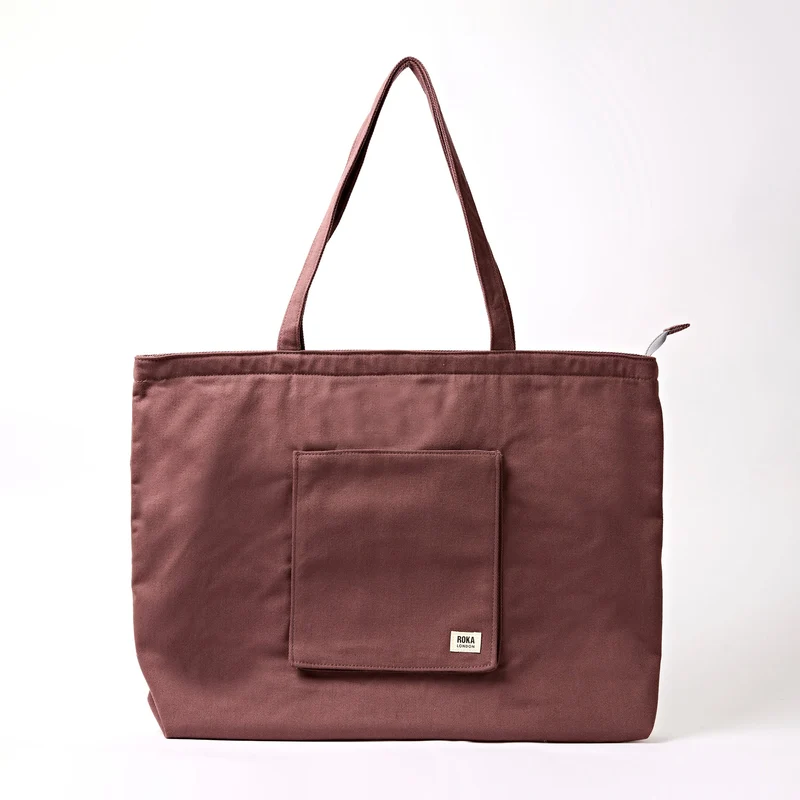 ROKA Portobello N Große Tasche aus recycelter Baumwolle | Kakao