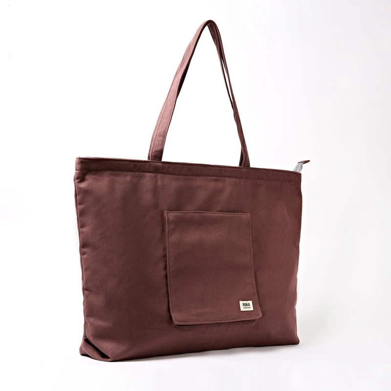 ROKA Portobello N Große Tasche aus recycelter Baumwolle | Kakao