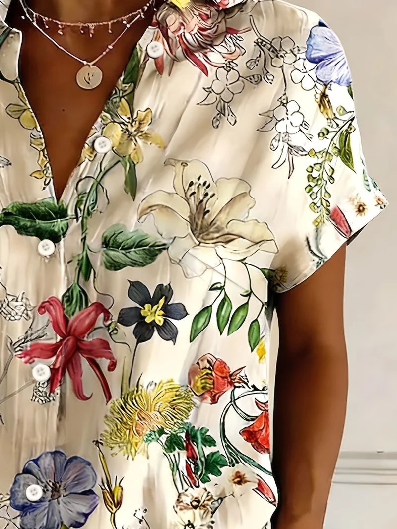 Nabilah - Lässiges Kurzarm Oberteil Mit Blumenmuster