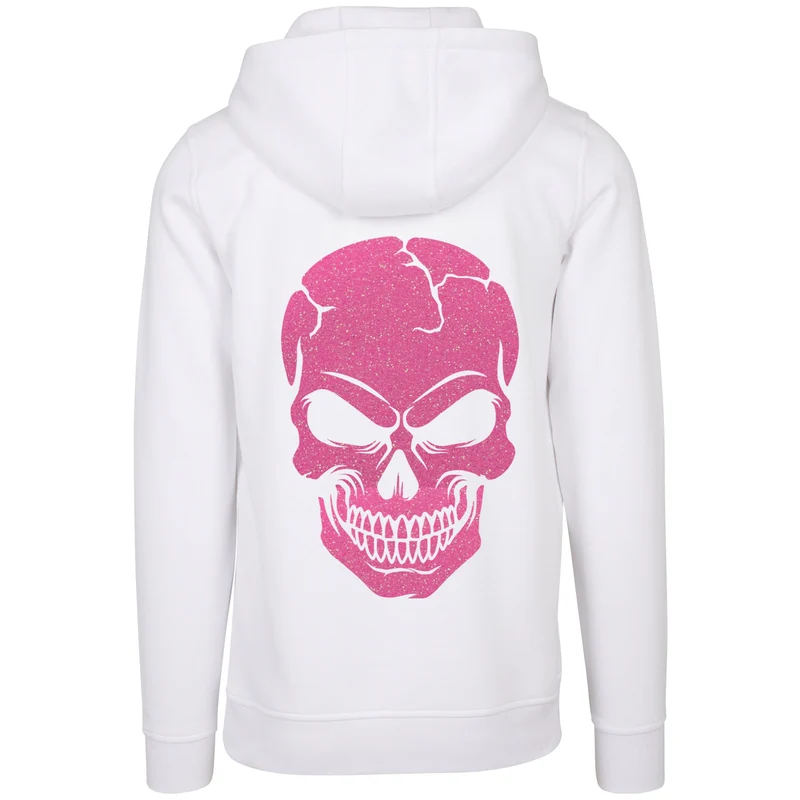 Hoodie - Skull Head Glitzer Neon Rosa Druck - verschiedene Farben zur Auswahl