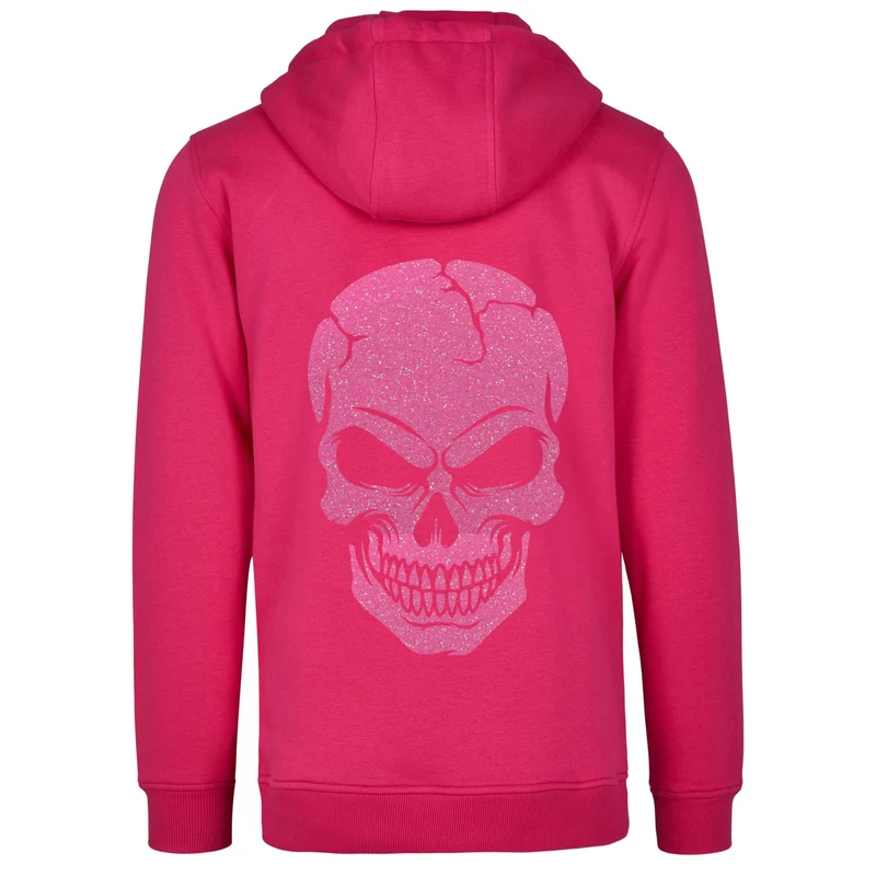 Hoodie - Skull Head Glitzer Neon Rosa Druck - verschiedene Farben zur Auswahl