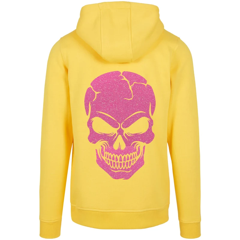 Hoodie - Skull Head Glitzer Neon Rosa Druck - verschiedene Farben zur Auswahl