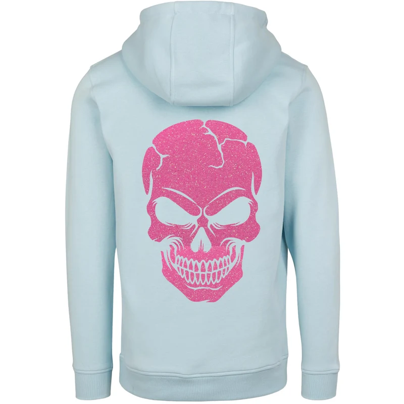 Hoodie - Skull Head Glitzer Neon Rosa Druck - verschiedene Farben zur Auswahl
