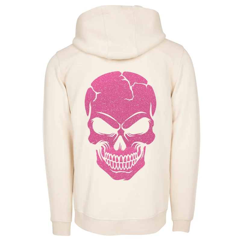 Hoodie - Skull Head Glitzer Neon Rosa Druck - verschiedene Farben zur Auswahl