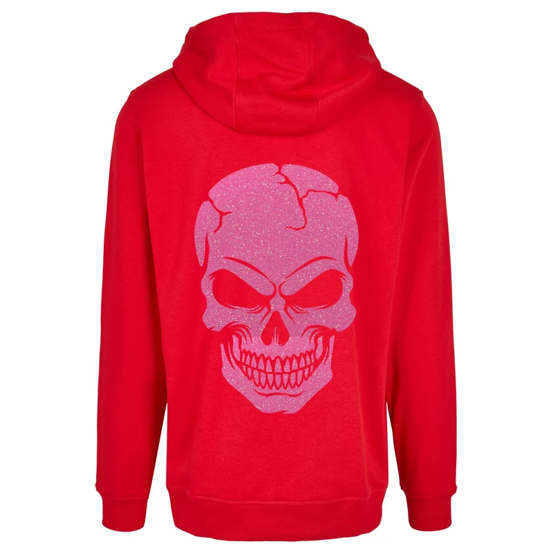 Hoodie - Skull Head Glitzer Neon Rosa Druck - verschiedene Farben zur Auswahl