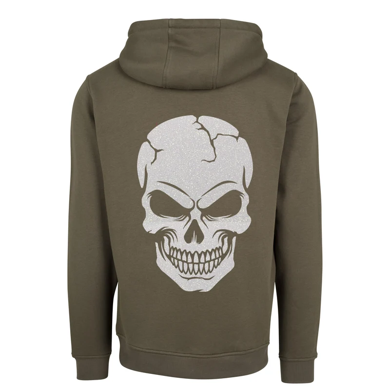 Hoodie - Skull Head Glitzer Weiß Druck - verschiedene Farben zur Auswahl