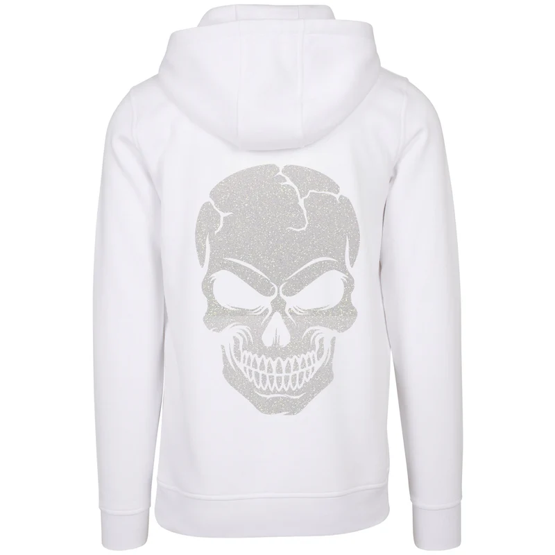 Hoodie - Skull Head Glitzer Weiß Druck - verschiedene Farben zur Auswahl