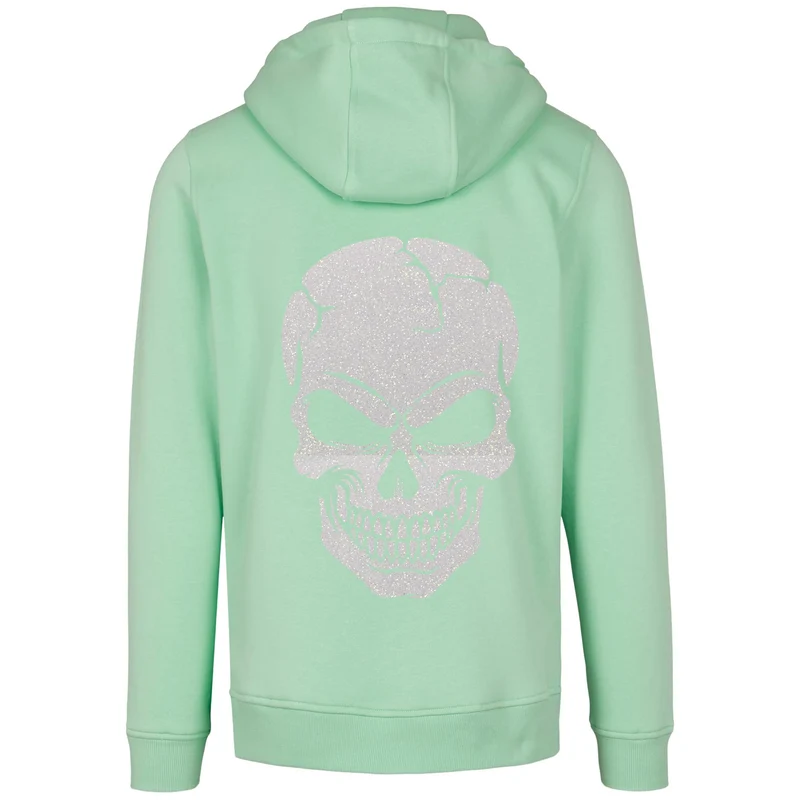 Hoodie - Skull Head Glitzer Weiß Druck - verschiedene Farben zur Auswahl