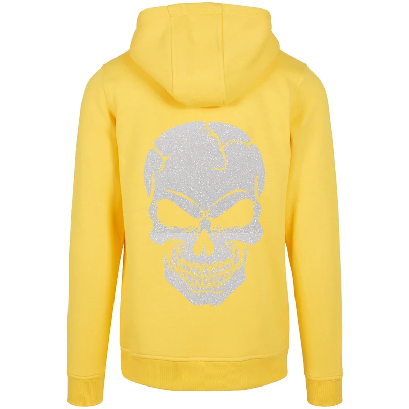 Hoodie - Skull Head Glitzer Weiß Druck - verschiedene Farben zur Auswahl