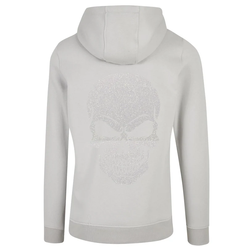 ZIP Hoodie - Skull Head Glitter Weiß Druck - verschiedene Farben zur Auswahl