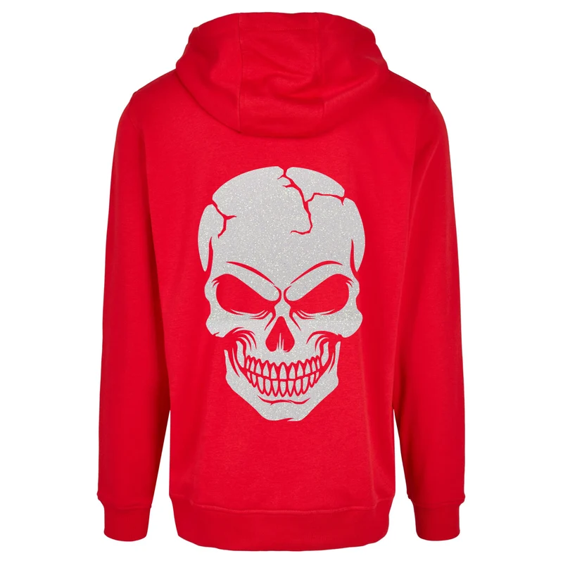Hoodie - Skull Head Glitzer Weiß Druck - verschiedene Farben zur Auswahl