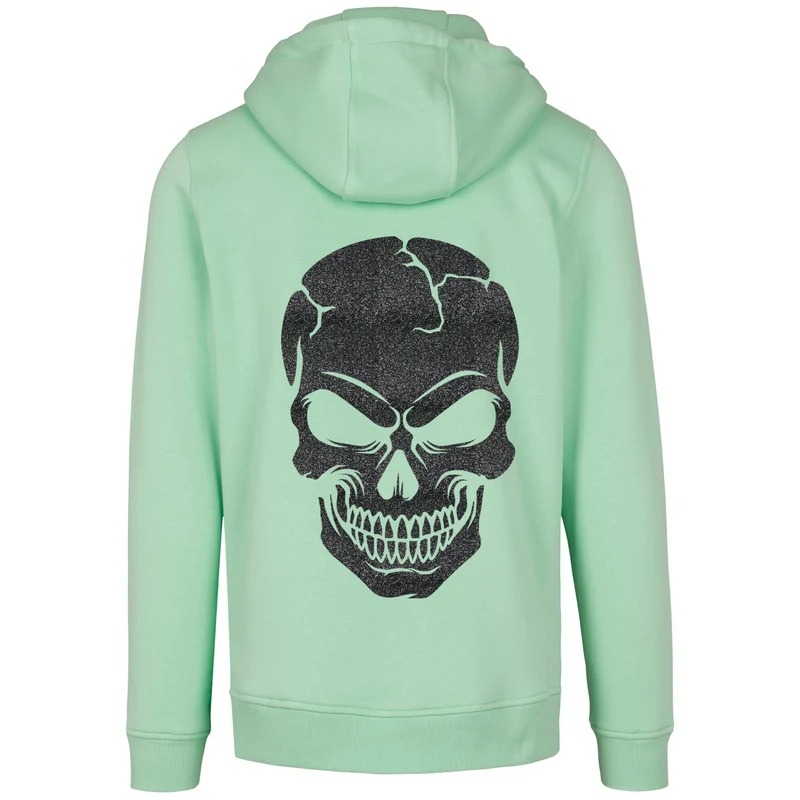 Hoodie - Skull Head Glitzer Schwarz Druck - verschiedene Farben zur Auswahl