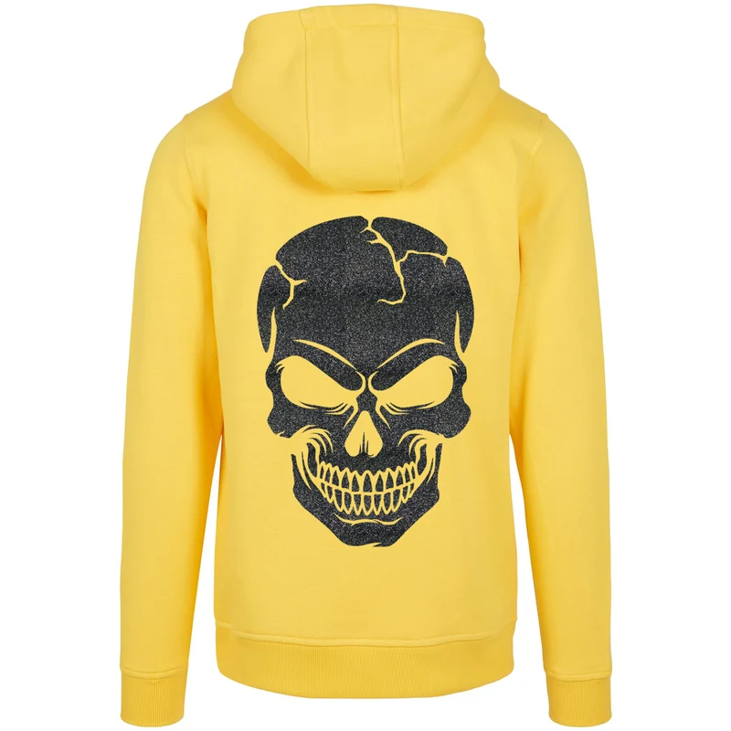Hoodie - Skull Head Glitzer Schwarz Druck - verschiedene Farben zur Auswahl