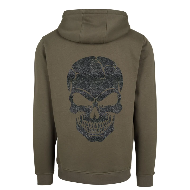 Hoodie - Skull Head Glitzer Schwarz Druck - verschiedene Farben zur Auswahl