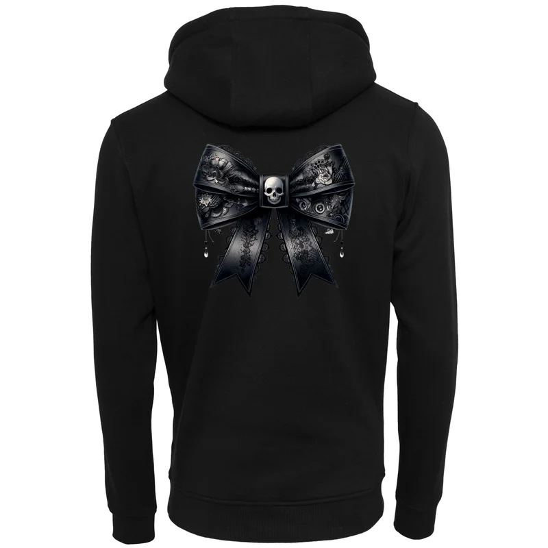 ZIP Hoodie - Schwarze Schleife Skull Druck - verschiedene Farben zur Auswahl