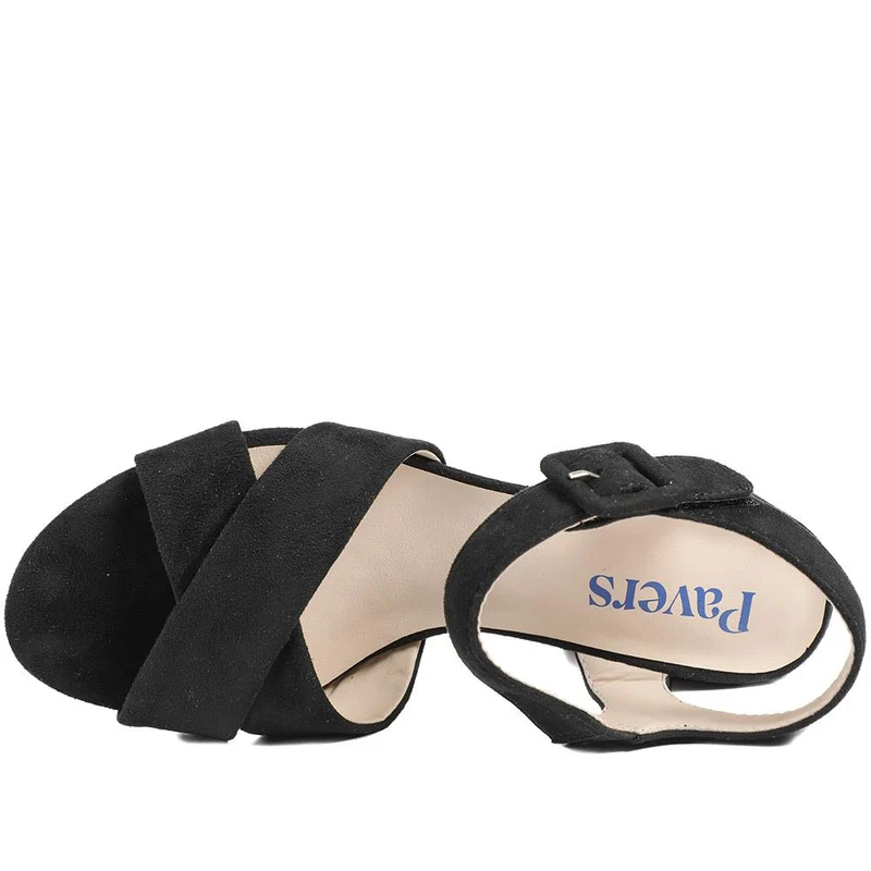 Elegant Block Heeled Sandals - WBINS41053 / 327 111 - Black