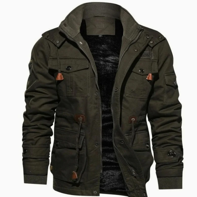 Matthias | Herren Winterjacke Warm mit Fleece und Stehkragen mit Taschen