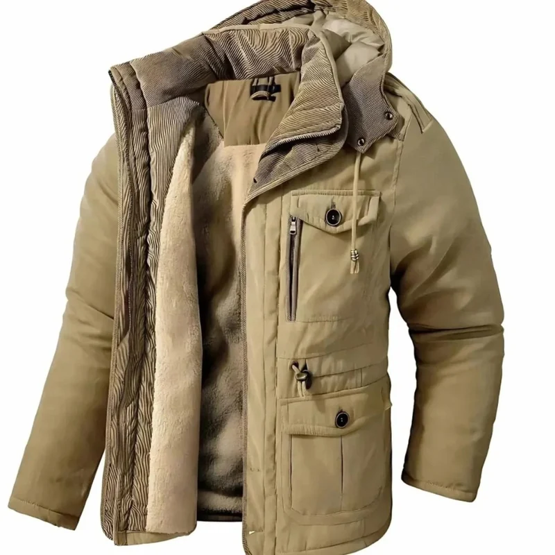 Benedikt | Herren Winterjacke mit Kapuze, Fleece und Windschutz