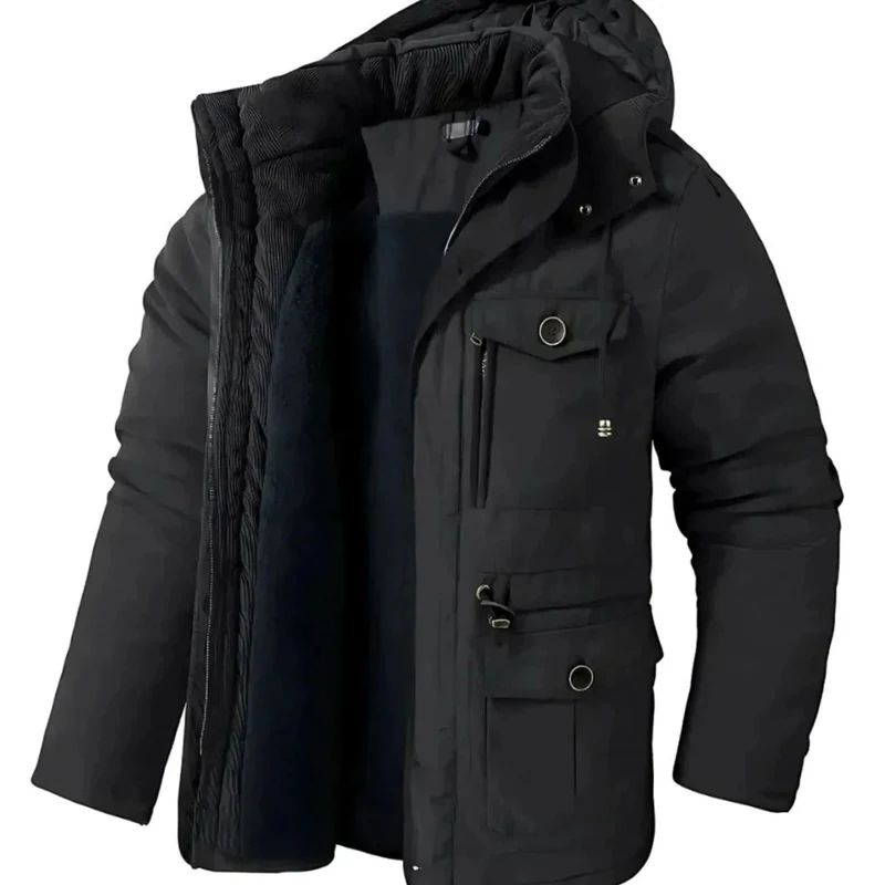 Benedikt | Herren Winterjacke mit Kapuze, Fleece und Windschutz