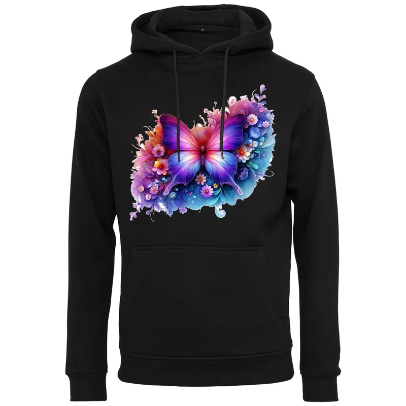 Hoodie - Butterfly Schmetterling Bunt Druck - verschiedene Farben zur Auswahl