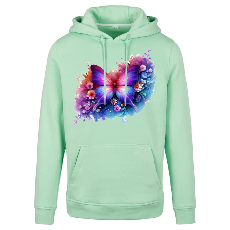 Hoodie - Butterfly Schmetterling Bunt Druck - verschiedene Farben zur Auswahl
