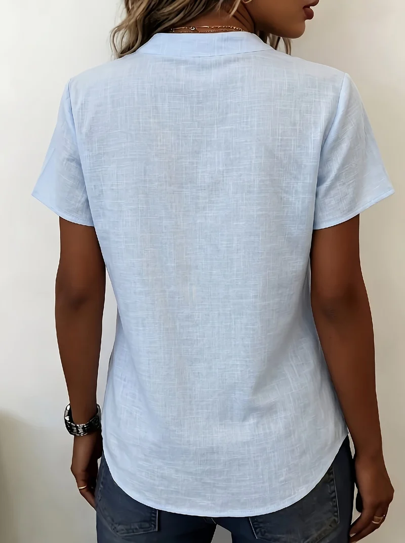 Salish – Kurzarm Bluse Mit Knöpfen