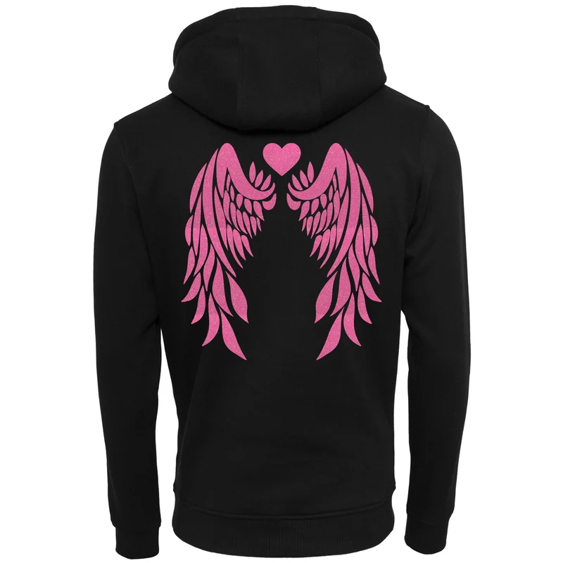 ZIP Hoodie - Angel Wings - Druck Neon Rosa - verschiedene Farben zur Auswahl