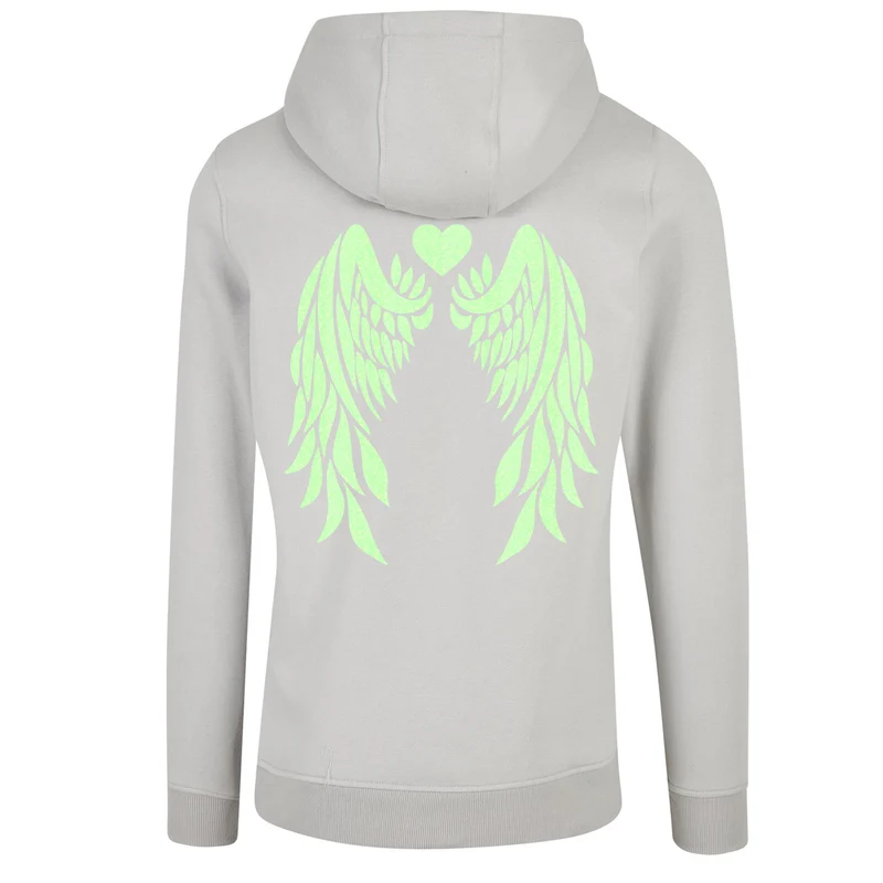 ZIP Hoodie - Angel Wings - Druck Neon Grün - verschiedene Farben zur Auswahl