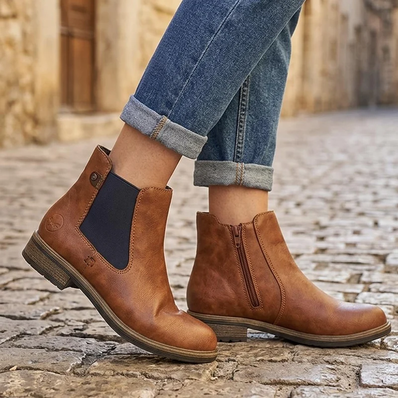 Rieker Smart Smooth Leather Chelsea Boots - RKR44514 / 329 723 - Tan