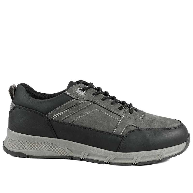 Wide Fit Rugged Lace Up Trainers - WBINS42068 / 327 865 - Grey
