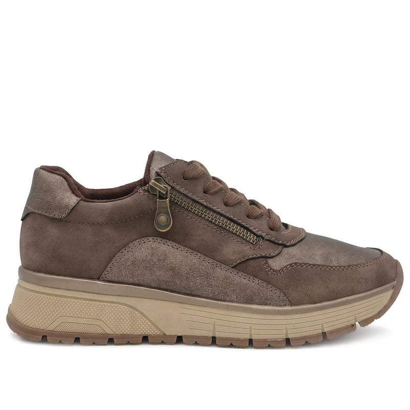 Cushioned Zip & Lace Trainers - WBINS44039 / 329 598 - Brown