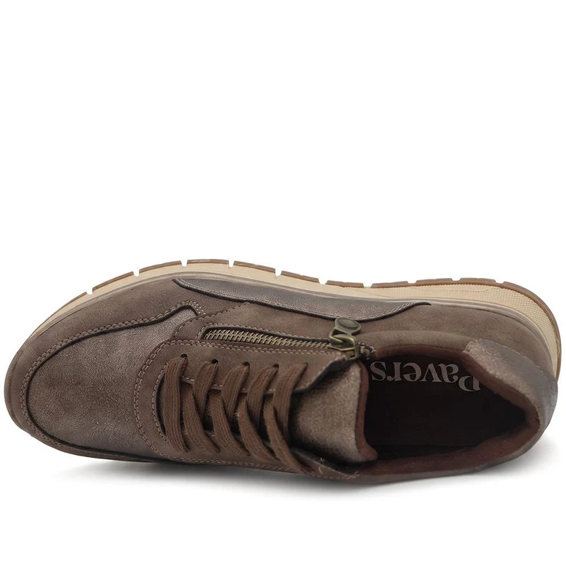 Cushioned Zip & Lace Trainers - WBINS44039 / 329 598 - Brown