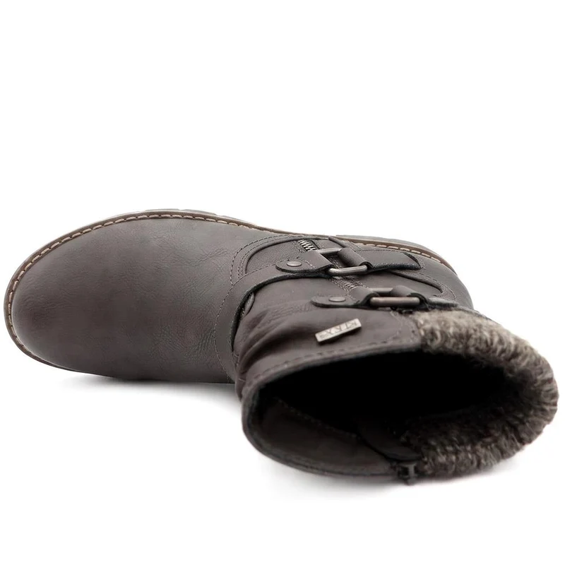 Warm Lined Zip Up Ankle Boots - WBINS44055 / 329 713 - Grey