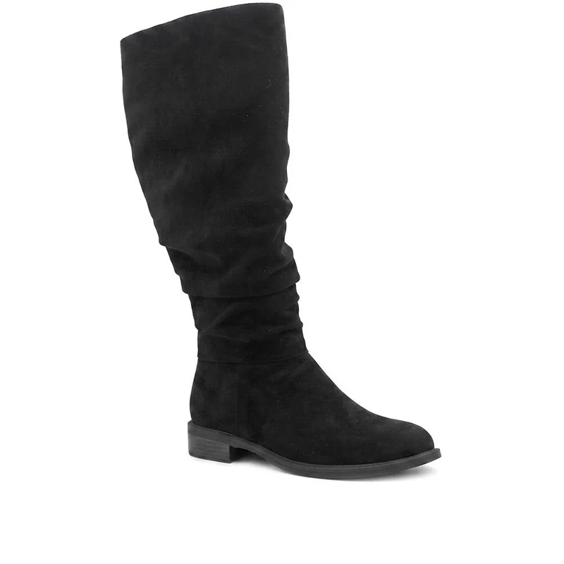 Flat Heeled Slouched Calf Length Boots - WBINS44091 / 329 806