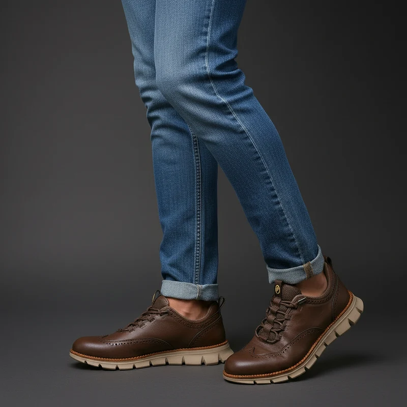 Heijnen – Sneaker Aus Leder im Wingtip Brogue Stil