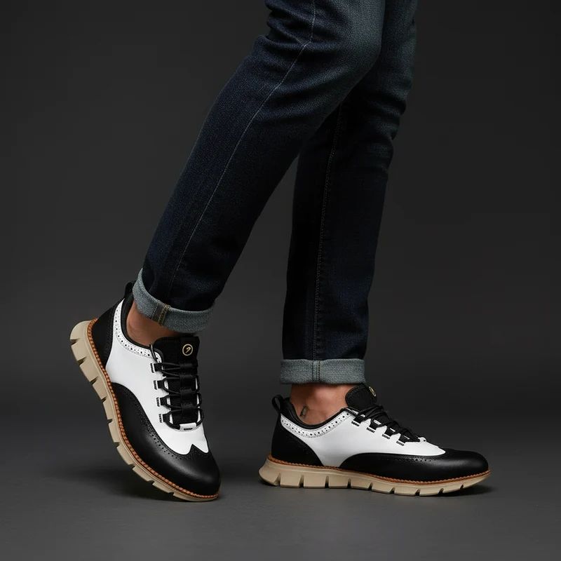 Heijnen – Sneaker Aus Leder im Wingtip Brogue Stil