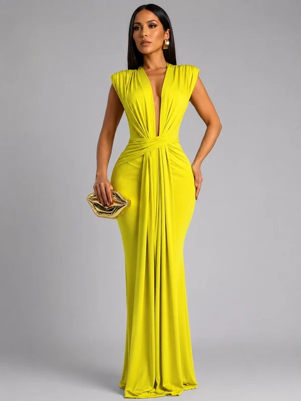 Femke – Maxikleid mit V-Ausschnitt Und Rüschen