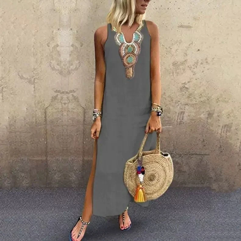Sujin - Langes Leinen Kleid