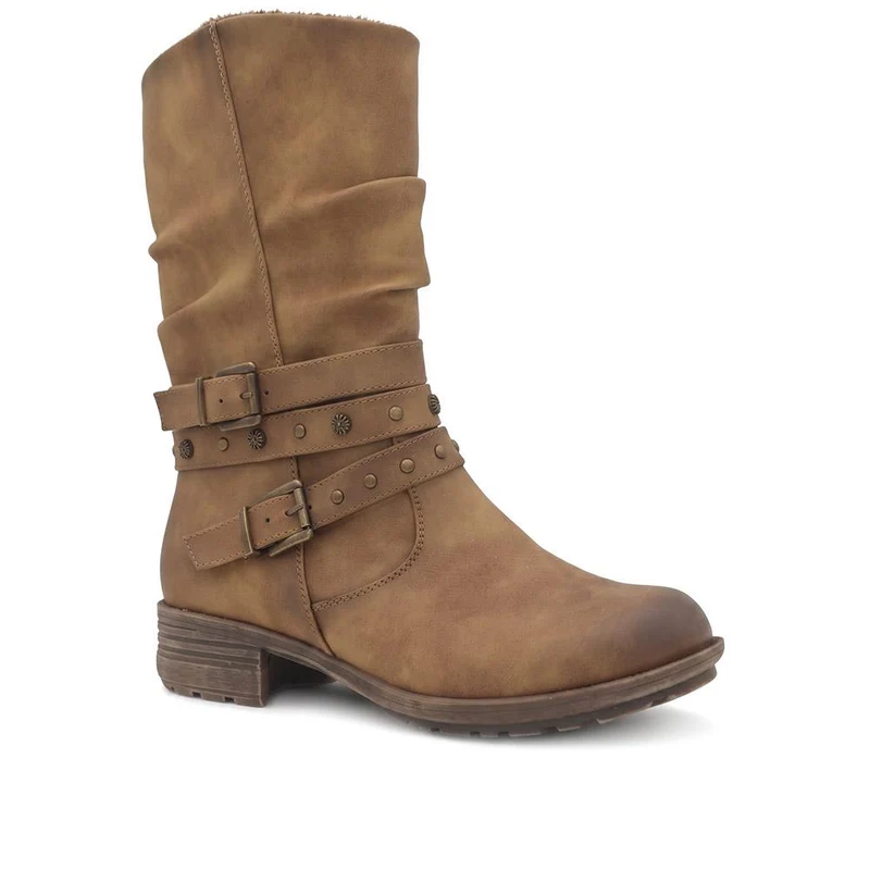 Wide Fit Slouch Calf Length Boots - WOIL44040 / 329 801 - Camel