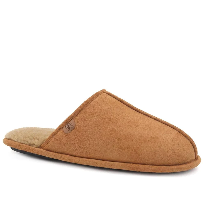 Wide Fit Luxury Mule Slippers - QING44013 / 330 360 - Tan