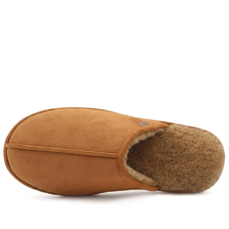 Wide Fit Luxury Mule Slippers - QING44013 / 330 360 - Tan