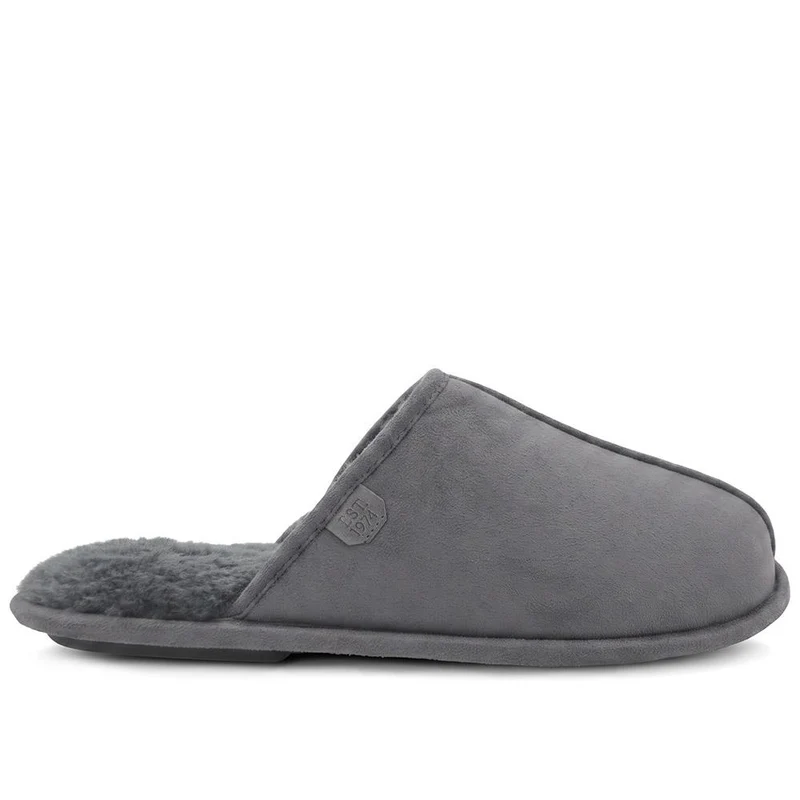 Wide Fit Luxury Mule Slippers - QING44013 / 330 360 - Grey