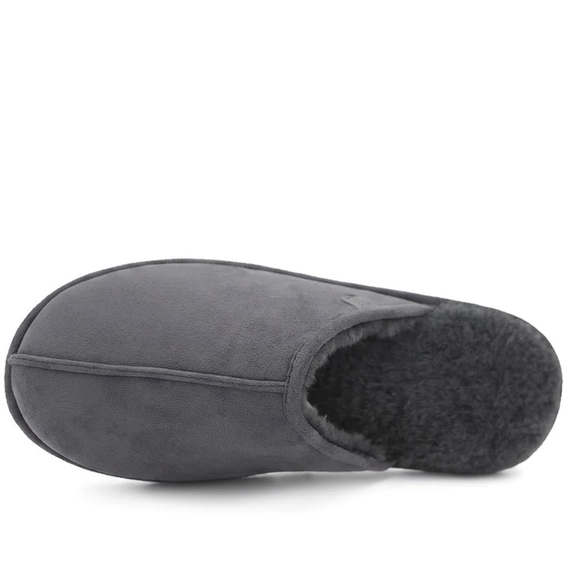 Wide Fit Luxury Mule Slippers - QING44013 / 330 360 - Grey