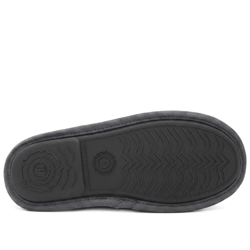 Wide Fit Luxury Mule Slippers - QING44013 / 330 360 - Grey