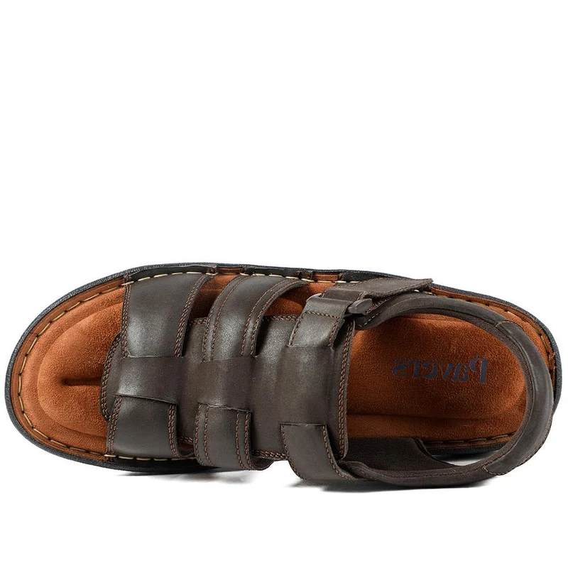 Leather Buckle Fastening Sandals - AATRA43007 / 328 941 - Dark Brown